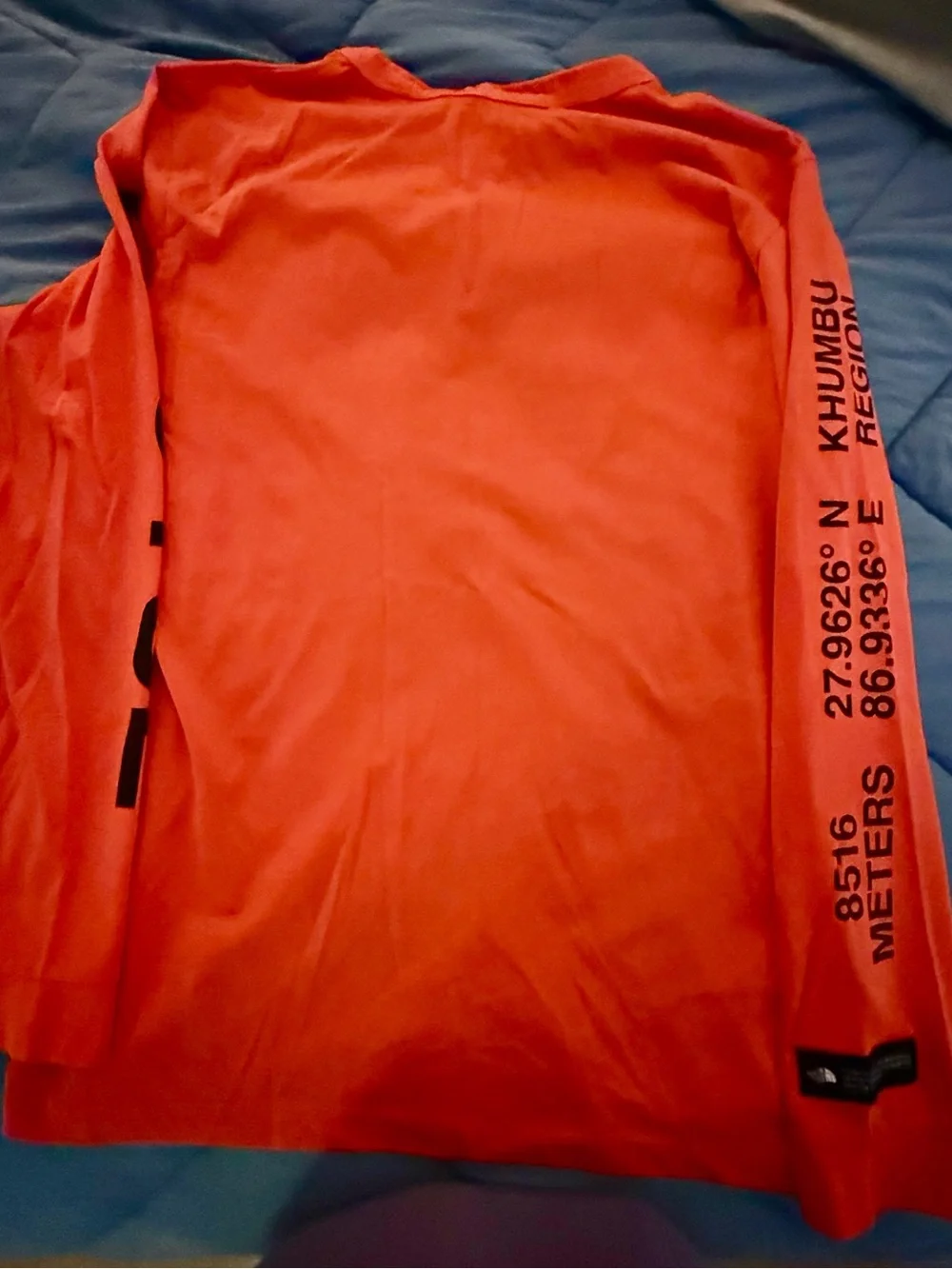 The North Face Men’s Khumbu Long Sleeve Shirt — orange with Black Graphics